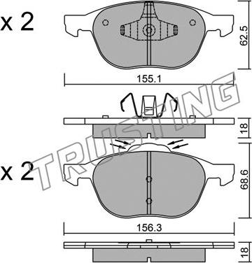 Trusting 550.1 - Kit de plaquettes de frein, frein à disque cwaw.fr