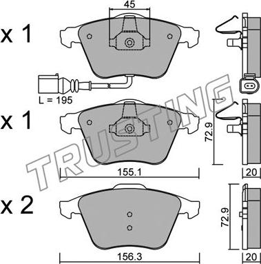 Trusting 565.4 - Kit de plaquettes de frein, frein à disque cwaw.fr