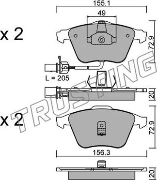 Trusting 565.0 - Kit de plaquettes de frein, frein à disque cwaw.fr