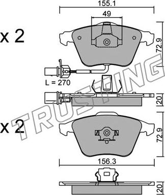 Trusting 565.1 - Kit de plaquettes de frein, frein à disque cwaw.fr