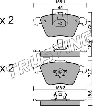 Trusting 565.3 - Kit de plaquettes de frein, frein à disque cwaw.fr