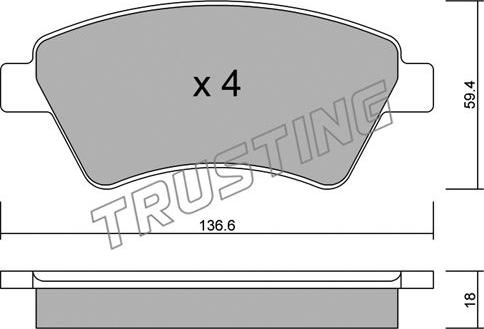 Trusting 560.0 - Kit de plaquettes de frein, frein à disque cwaw.fr