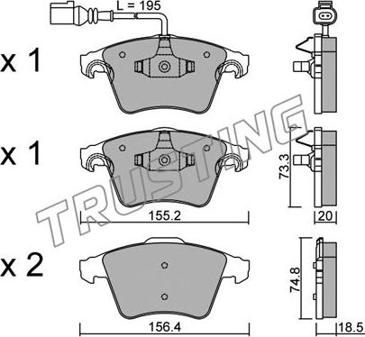 Trusting 568.0 - Kit de plaquettes de frein, frein à disque cwaw.fr