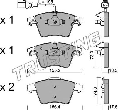 Trusting 568.1 - Kit de plaquettes de frein, frein à disque cwaw.fr