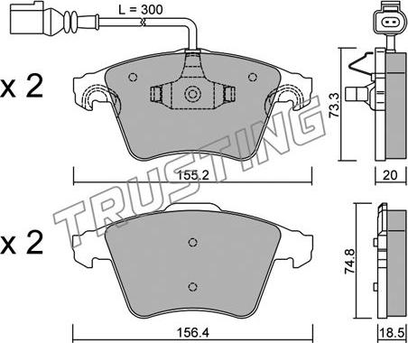 Trusting 568.2 - Kit de plaquettes de frein, frein à disque cwaw.fr