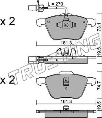 Trusting 567.0 - Kit de plaquettes de frein, frein à disque cwaw.fr