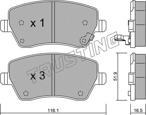 Trusting 501.1 - Kit de plaquettes de frein, frein à disque cwaw.fr