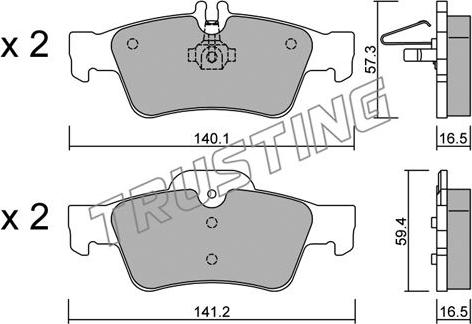 Trusting 584.0 - Kit de plaquettes de frein, frein à disque cwaw.fr