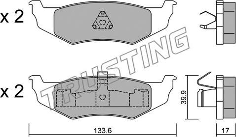 Trusting 538.0 - Kit de plaquettes de frein, frein à disque cwaw.fr