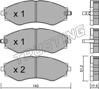 Trusting 525.0 - Kit de plaquettes de frein, frein à disque cwaw.fr