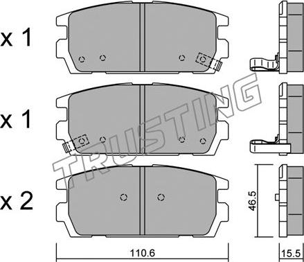 Trusting 523.0 - Kit de plaquettes de frein, frein à disque cwaw.fr