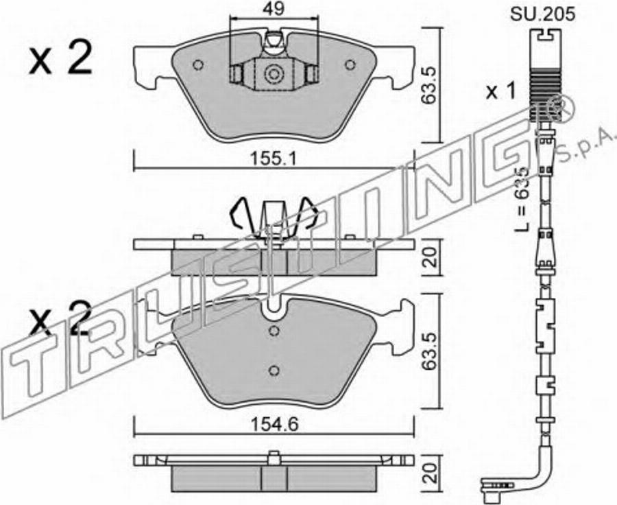 Trusting 573.5W - Kit de plaquettes de frein, frein à disque cwaw.fr