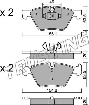 Trusting 573.5 - Kit de plaquettes de frein, frein à disque cwaw.fr