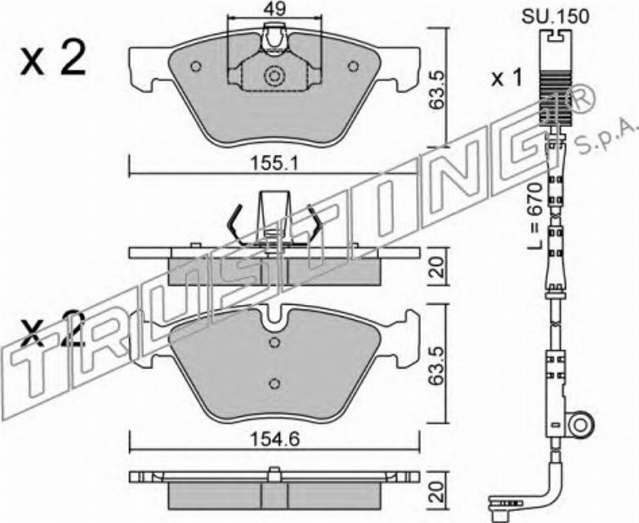 Trusting 573.0W - Kit de plaquettes de frein, frein à disque cwaw.fr