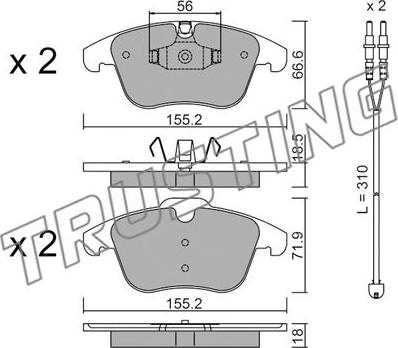 Trusting 691.5W - Kit de plaquettes de frein, frein à disque cwaw.fr