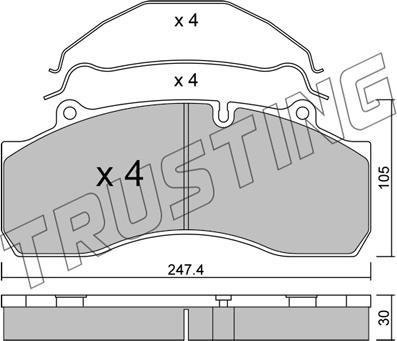 Trusting 610.0 - Kit de plaquettes de frein, frein à disque cwaw.fr