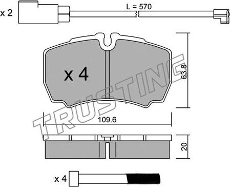 Trusting 620.2W - Kit de plaquettes de frein, frein à disque cwaw.fr