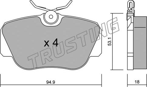 Trusting 043.0 - Kit de plaquettes de frein, frein à disque cwaw.fr