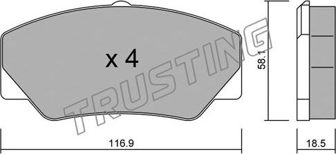 Trusting 058.0 - Kit de plaquettes de frein, frein à disque cwaw.fr