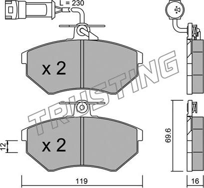 Trusting 052.4 - Kit de plaquettes de frein, frein à disque cwaw.fr