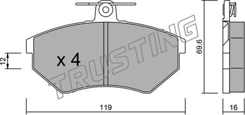 Trusting 052.0 - Kit de plaquettes de frein, frein à disque cwaw.fr