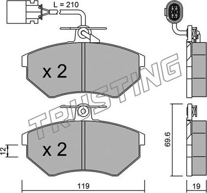 Trusting 052.1 - Kit de plaquettes de frein, frein à disque cwaw.fr