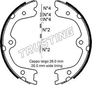 Trusting 067.201K - Jeu de mâchoires de frein, frein de stationnement cwaw.fr