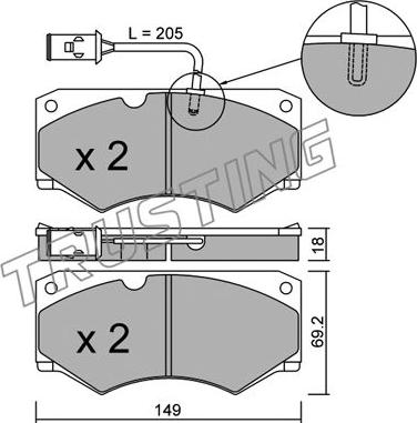 Trusting 016.3 - Kit de plaquettes de frein, frein à disque cwaw.fr