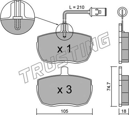 Trusting 018.5 - Kit de plaquettes de frein, frein à disque cwaw.fr