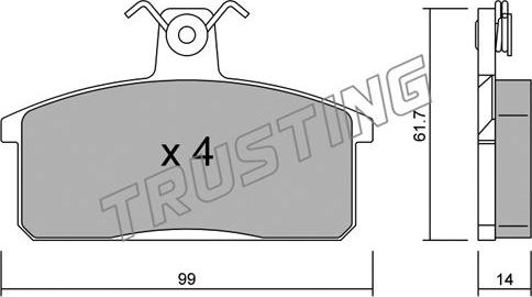 Trusting 028.4 - Kit de plaquettes de frein, frein à disque cwaw.fr