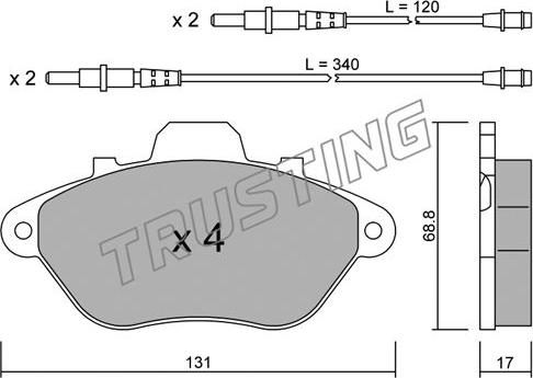 Trusting 192.0 - Kit de plaquettes de frein, frein à disque cwaw.fr