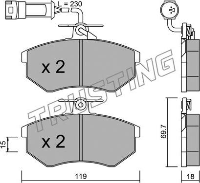 Trusting 151.4 - Kit de plaquettes de frein, frein à disque cwaw.fr