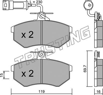 Trusting 151.3 - Kit de plaquettes de frein, frein à disque cwaw.fr