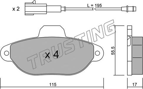 Trusting 162.3 - Kit de plaquettes de frein, frein à disque cwaw.fr