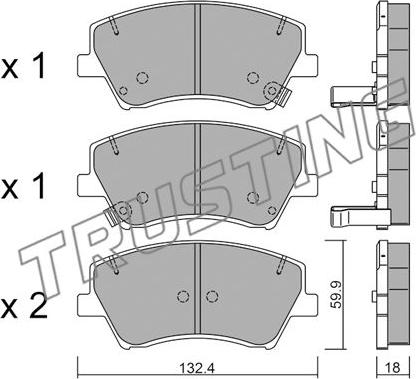 Trusting 1092.0 - Kit de plaquettes de frein, frein à disque cwaw.fr