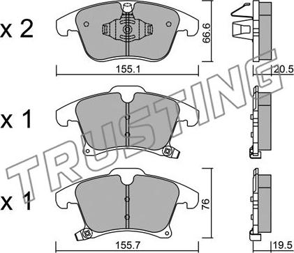 Trusting 1063.0 - Kit de plaquettes de frein, frein à disque cwaw.fr