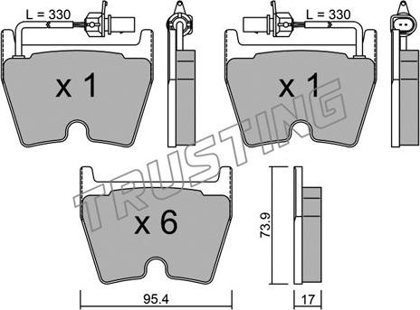 Trusting 1067.0 - Kit de plaquettes de frein, frein à disque cwaw.fr