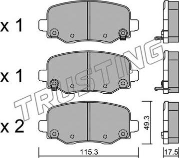 Trusting 1018.1 - Kit de plaquettes de frein, frein à disque cwaw.fr