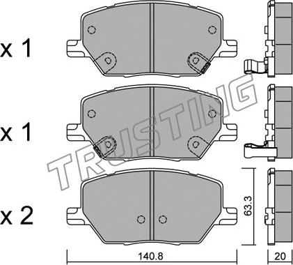 Trusting 1017.0 - Kit de plaquettes de frein, frein à disque cwaw.fr