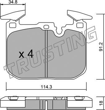 Trusting 1039.1 - Kit de plaquettes de frein, frein à disque cwaw.fr