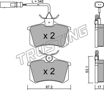 Trusting 102.6 - Kit de plaquettes de frein, frein à disque cwaw.fr