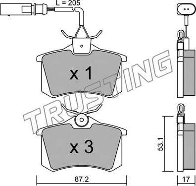 Trusting 102.3 - Kit de plaquettes de frein, frein à disque cwaw.fr