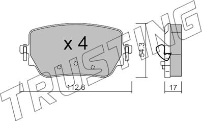 Trusting 1196.0 - Kit de plaquettes de frein, frein à disque cwaw.fr