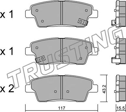 Trusting 1140.0 - Kit de plaquettes de frein, frein à disque cwaw.fr