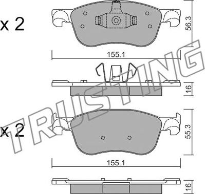 Trusting 1142.0 - Kit de plaquettes de frein, frein à disque cwaw.fr