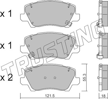 Trusting 1165.0 - Kit de plaquettes de frein, frein à disque cwaw.fr