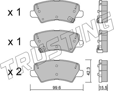 Trusting 1166.0 - Kit de plaquettes de frein, frein à disque cwaw.fr