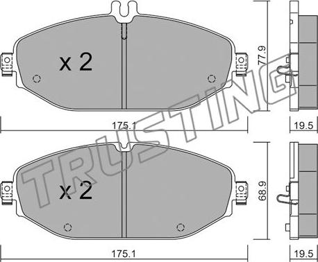 Trusting 1132.0 - Kit de plaquettes de frein, frein à disque cwaw.fr