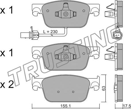 Trusting 1125.0 - Kit de plaquettes de frein, frein à disque cwaw.fr