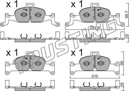 Trusting 1126.0 - Kit de plaquettes de frein, frein à disque cwaw.fr